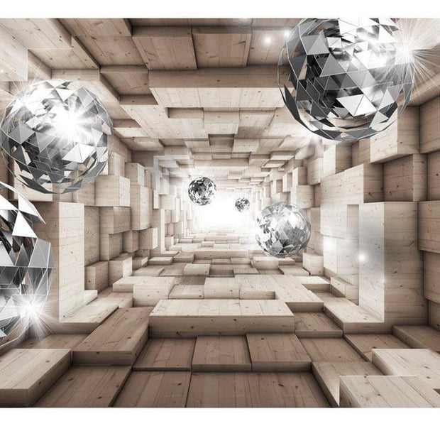 Peel & Stick 3D Illusion Wall Mural - In A Wooden Tunnel - Removable Wall Decals