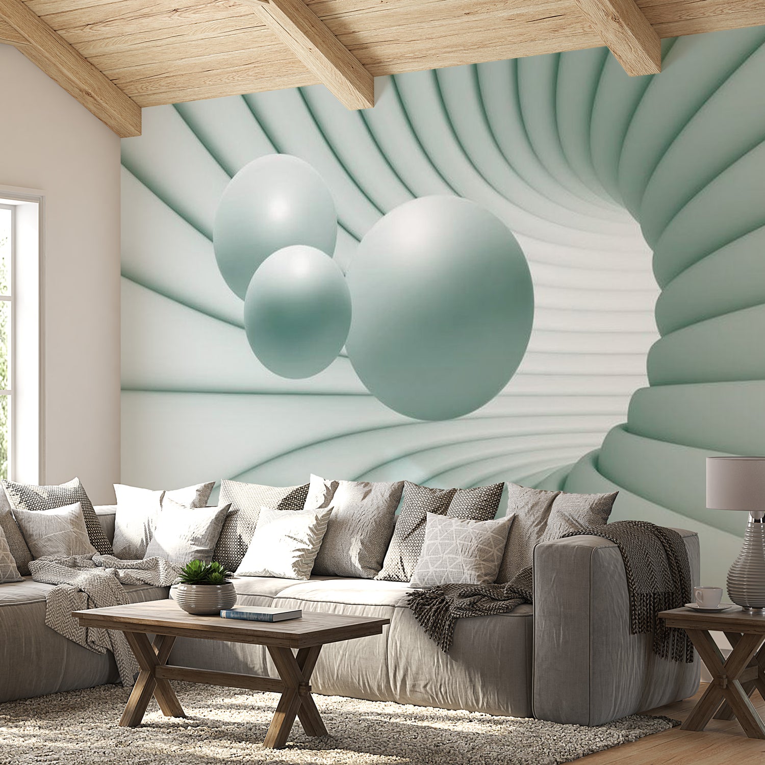 Peel & Stick 3D Illusion Wall Mural - In The Green Tunnel - Removable Wall Decals