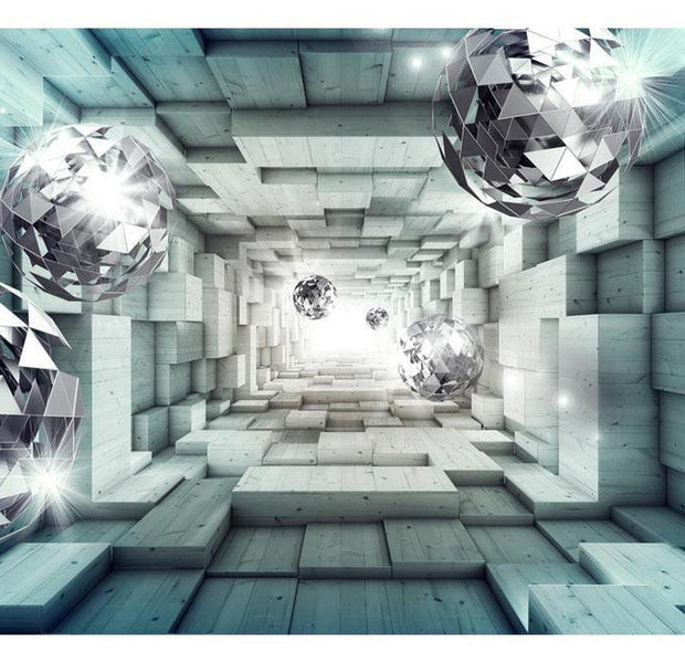 Peel & Stick 3D Illusion Wall Mural - Journey Through The Blue Tunnel - Removable Wall Decals