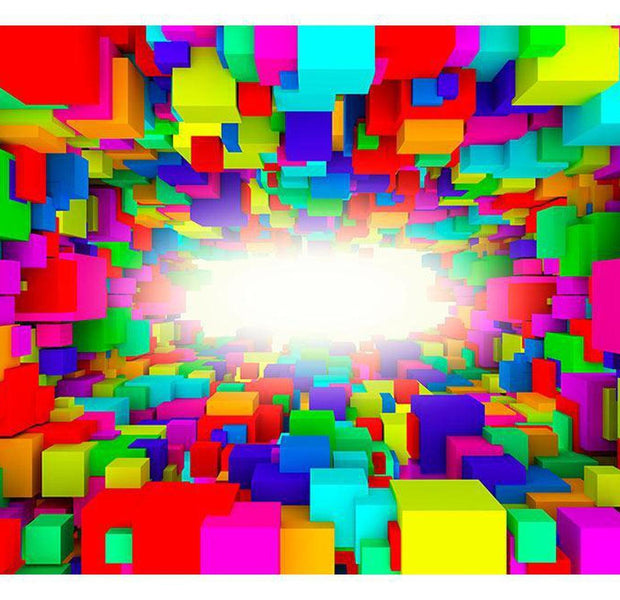 Peel & Stick 3D Illusion Wall Mural - Light In Color Geometry - Removable Wall Decals