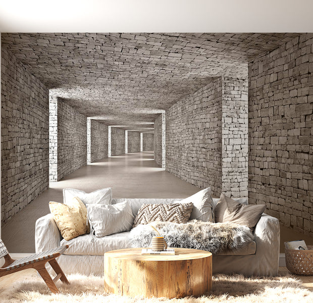 Peel & Stick 3D Illusion Wall Mural - Mysterious Tunnel - Removable Wall Decals