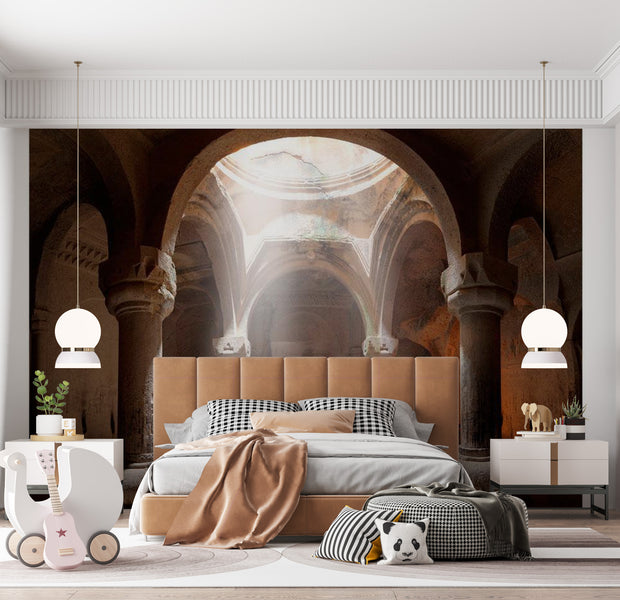 Peel & Stick 3D Illusion Wall Mural - Old Temple - Removable Wall Decals