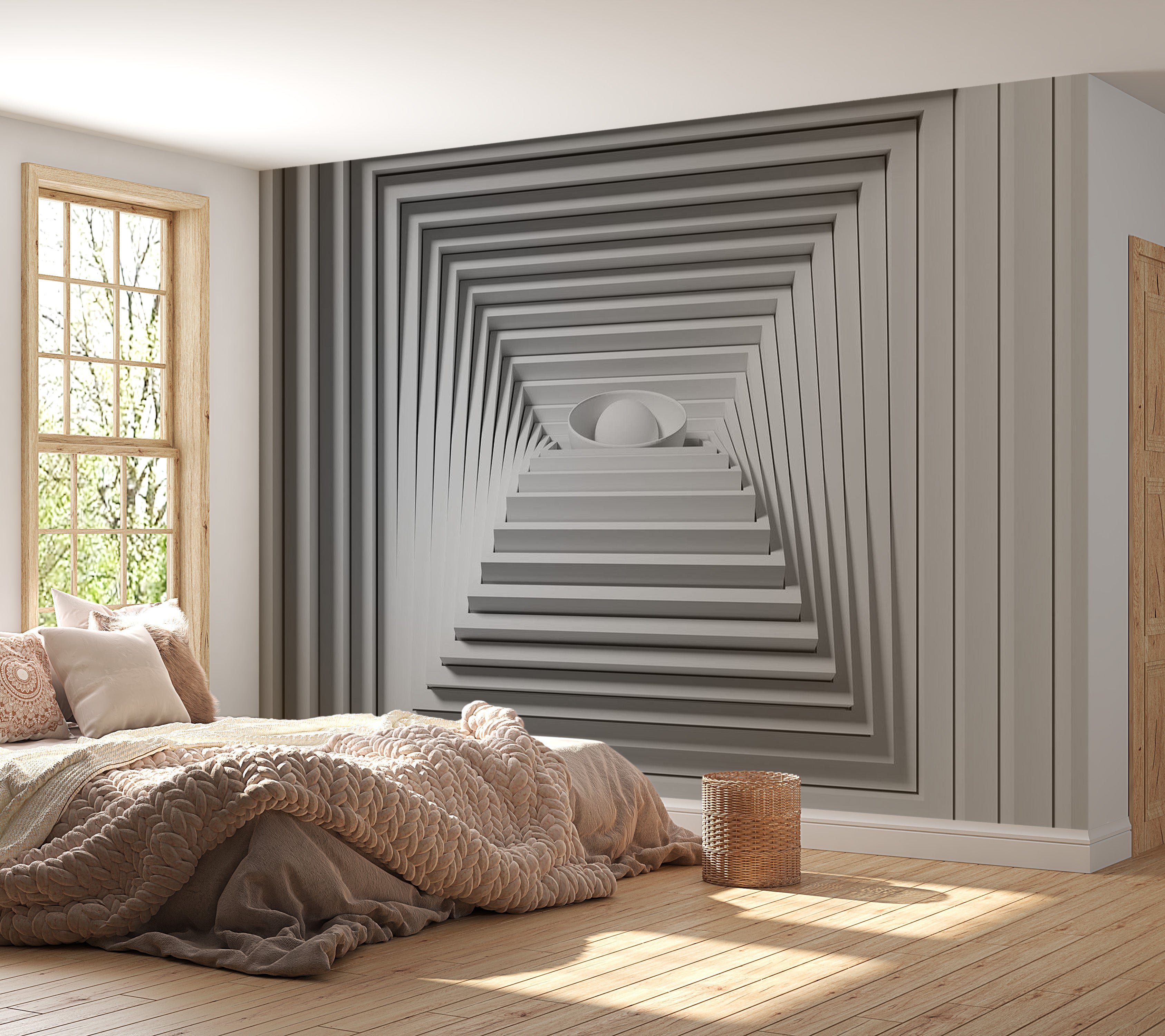 Peel & Stick 3D Illusion Wall Mural - Quadrangle Depth - Removable Wall Decals