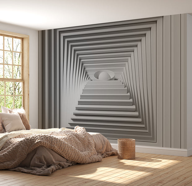 Peel & Stick 3D Illusion Wall Mural - Quadrangle Depth - Removable Wall Decals