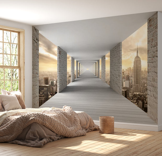 Peel & Stick 3D Illusion Wall Mural - Skyward Corridor - Removable Wall Decals