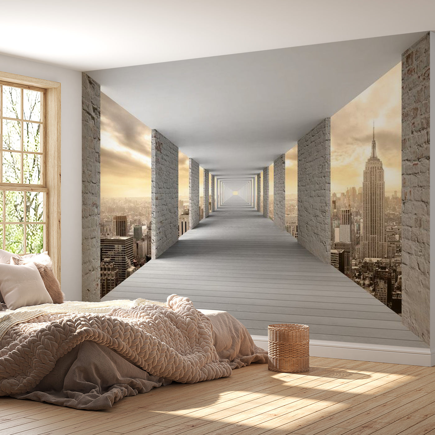 Peel & Stick 3D Illusion Wall Mural - Skyward Corridor - Removable Wall Decals