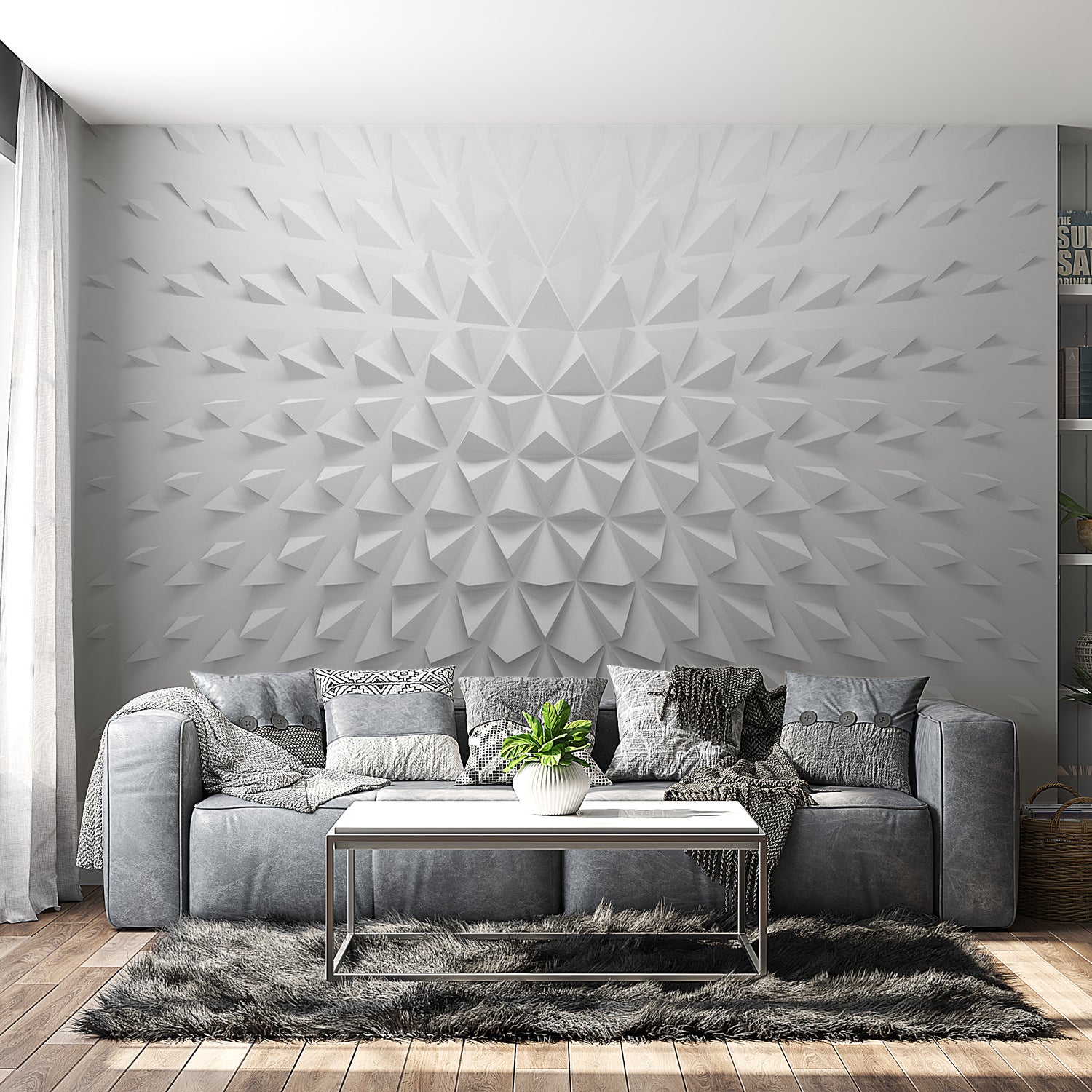 Peel & Stick 3D Illusion Wall Mural - Tetrahedrons - Removable Wall Decals