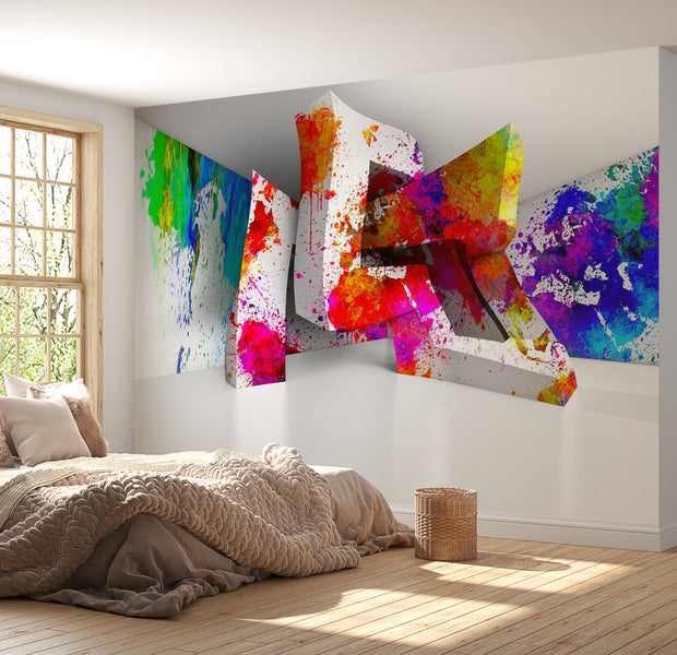 Peel & Stick 3D Illusion Wall Mural - Three-Dimensional Shapes - Removable Wall Decals