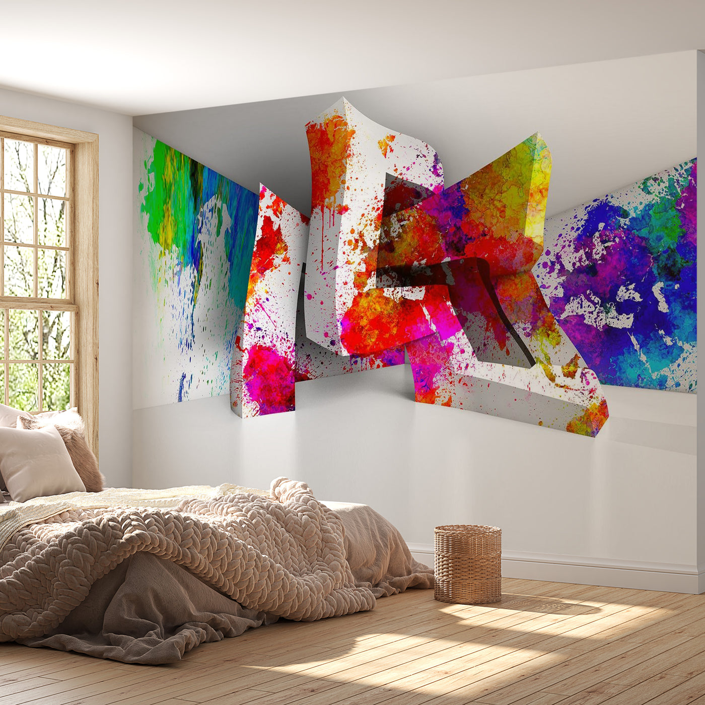 Peel & Stick 3D Illusion Wall Mural - Three-Dimensional Shapes - Removable Wall Decals