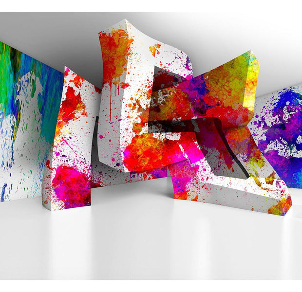 Peel & Stick 3D Illusion Wall Mural - Three-Dimensional Shapes - Removable Wall Decals