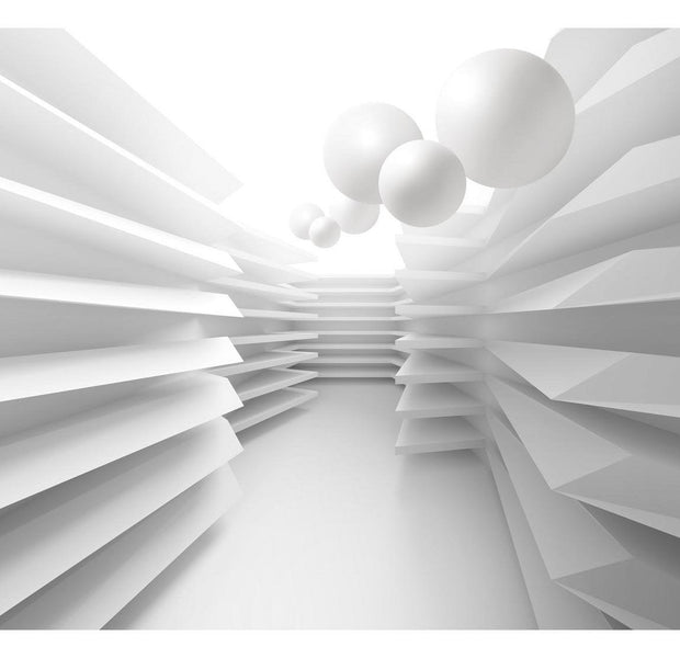 Peel & Stick 3D Illusion Wall Mural - White Maze - Removable Wall Decals