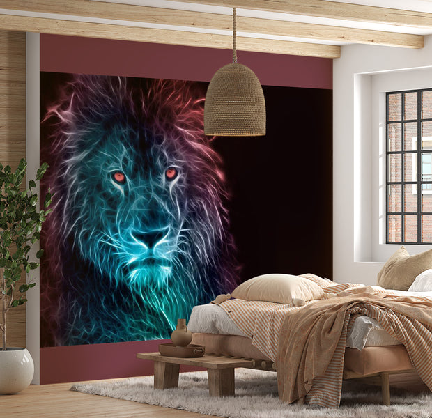 Peel & Stick Animal Wall Mural - Abstract Lion Blue Light - Removable Wall Decals
