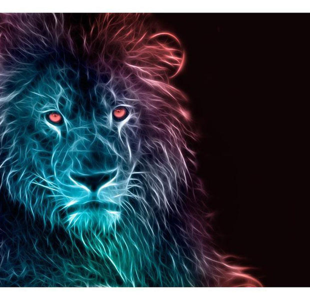 Peel & Stick Animal Wall Mural - Abstract Lion Blue Light - Removable Wall Decals