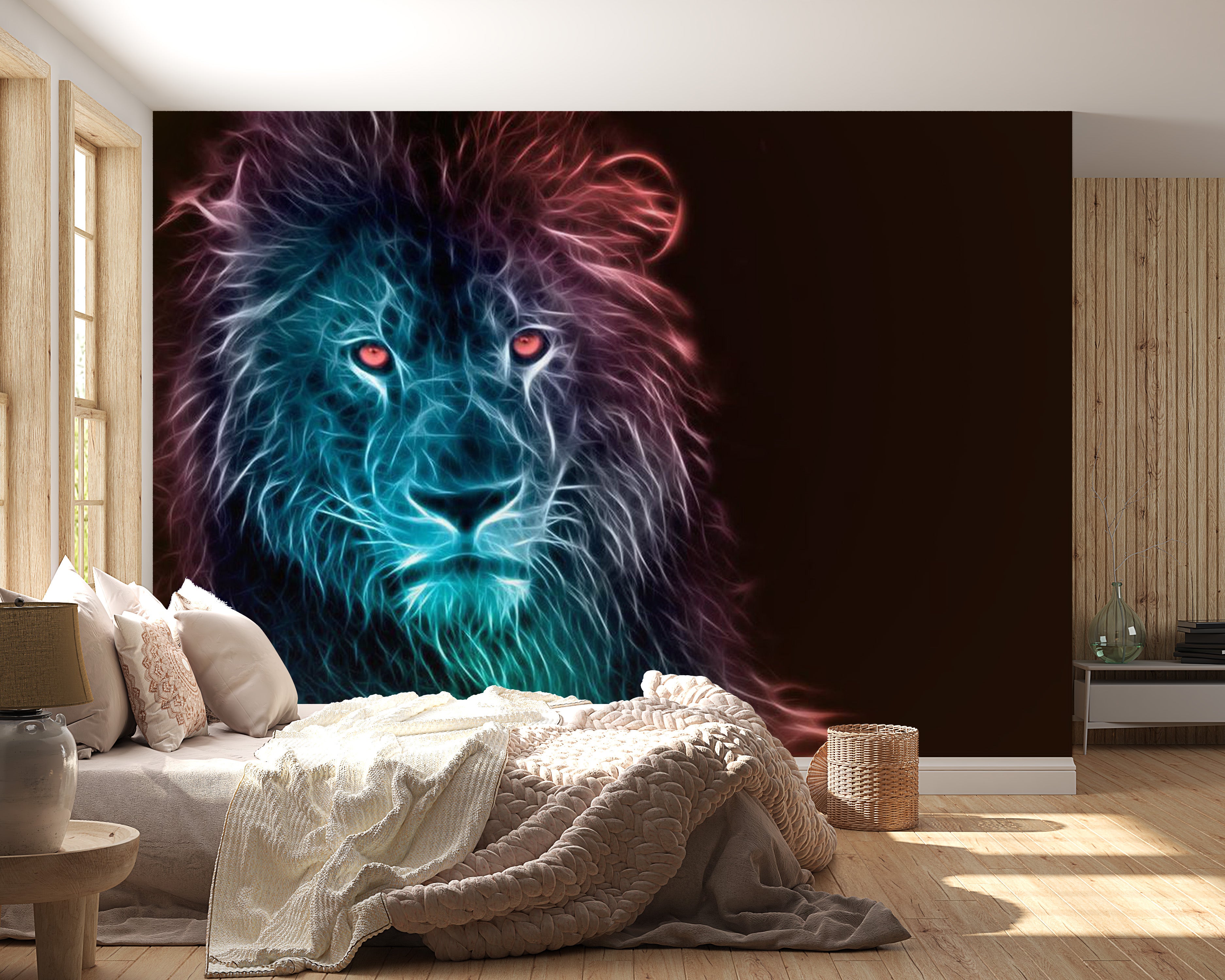 Animal Wallpaper Wall Mural - Abstract Lion Rainbow