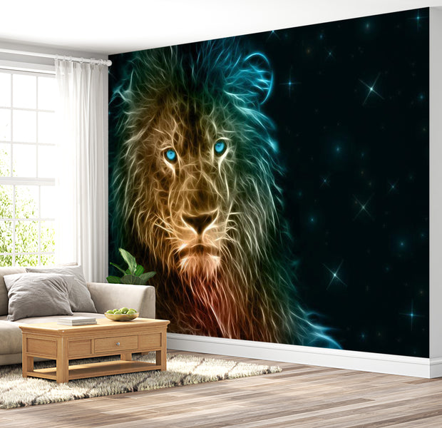 Peel & Stick Animal Wall Mural - Abstract Lion With Stars - Removable Wall Decals