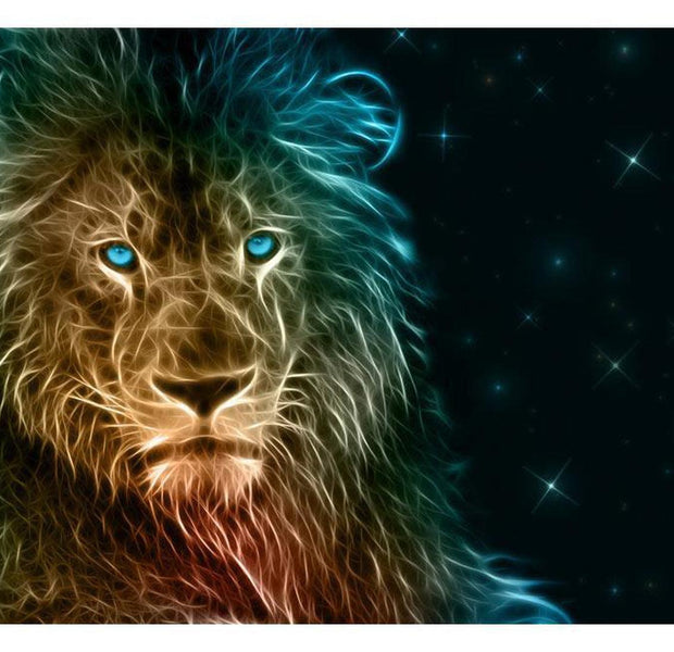 Peel & Stick Animal Wall Mural - Abstract Lion With Stars - Removable Wall Decals