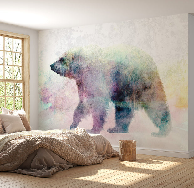 Peel & Stick Animal Wall Mural - Bear In Mist - Removable Wall Decals