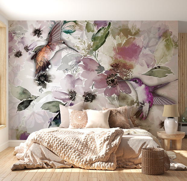 Peel & Stick Animal Wall Mural - Birds In Watercolor - Removable Wall Decals