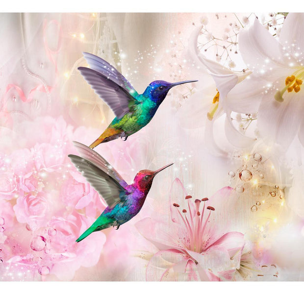 Peel & Stick Animal Wall Mural - Colourful Hummingbirds Pink - Removable Wall Decals