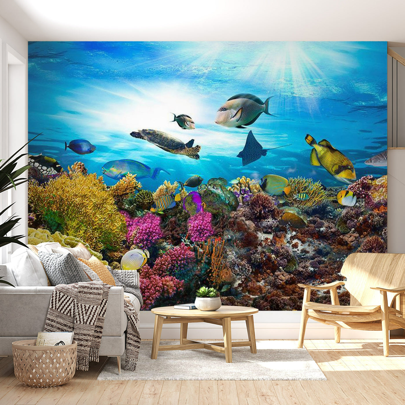 Peel & Stick Animal Wall Mural - Coral Reef - Removable Wall Decals
