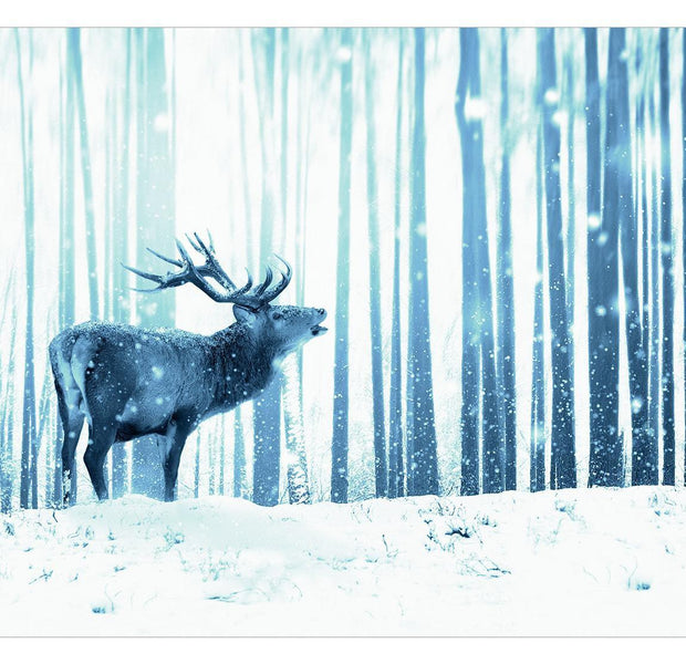 Peel & Stick Animal Wall Mural - Deer In The Snow Blue - Removable Wall Decals