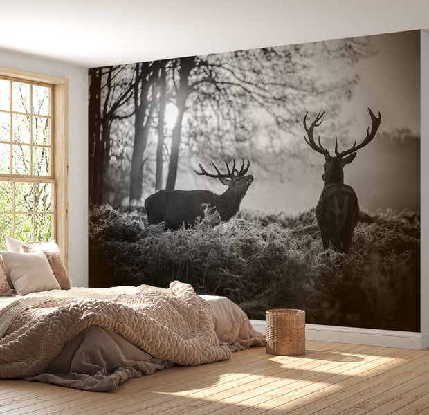 Peel & Stick Animal Wall Mural - Deers In The Morning - Removable Wall Decals