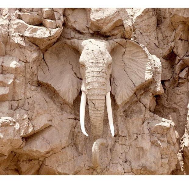 Peel & Stick Animal Wall Mural - Elephant Carving South Africa - Removable Wall Decals