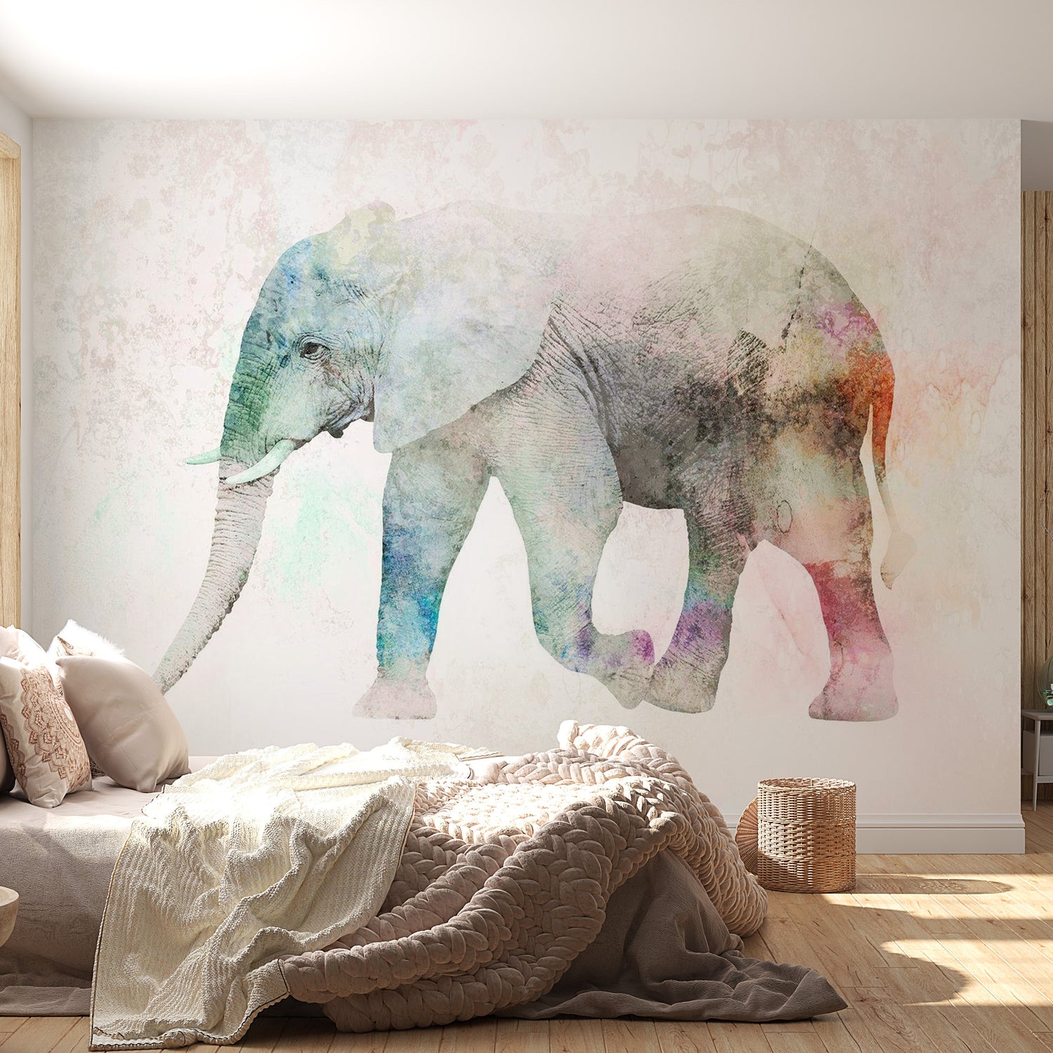 Animal Wallpaper Wall Mural - Painted Elephant