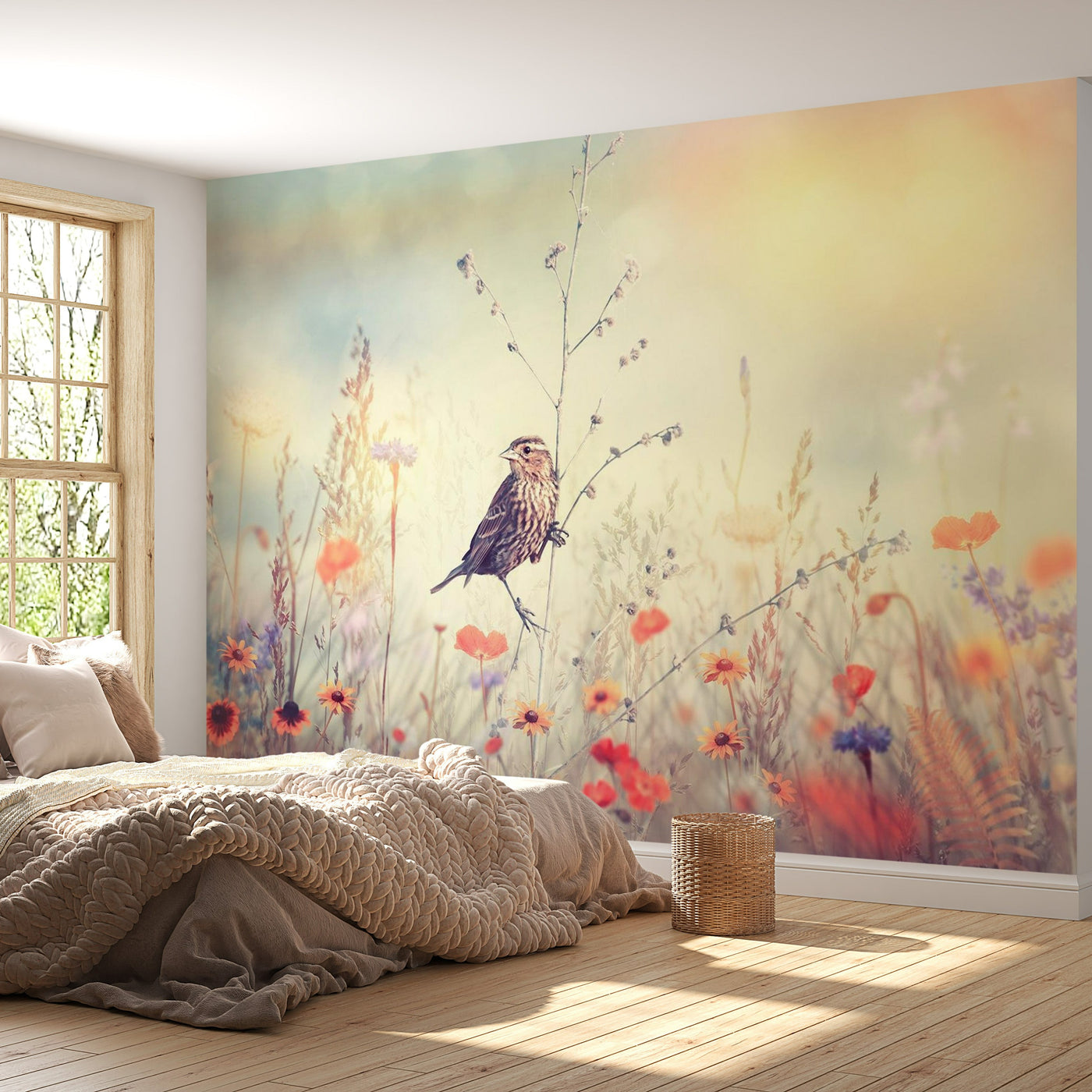 Peel & Stick Animal Wall Mural - Field Bird - Removable Wall Decals