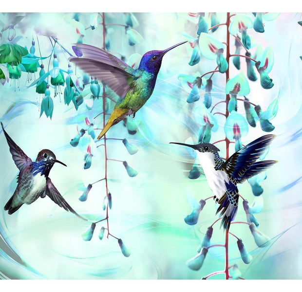 Peel & Stick Animal Wall Mural - Flying Hummingbirds Green - Removable Wall Decals