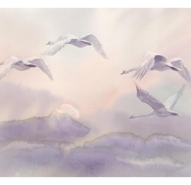 Peel & Stick Animal Wall Mural - Flying Swans - Removable Wall Decals