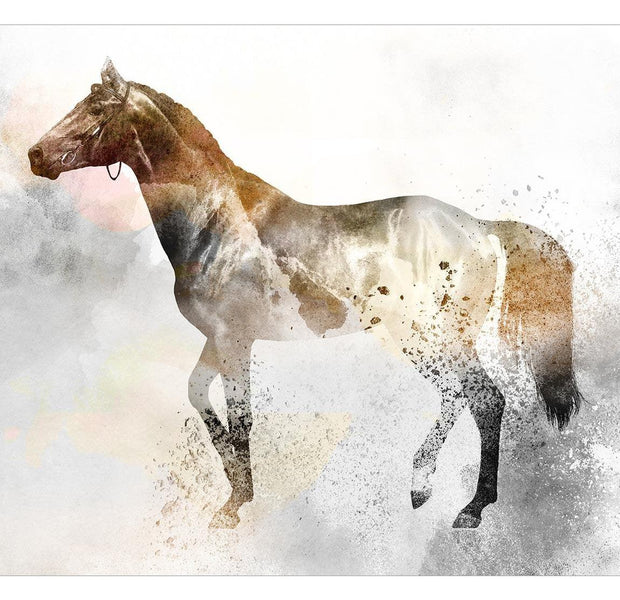 Peel & Stick Animal Wall Mural - Horse In Mist - Removable Wall Decals