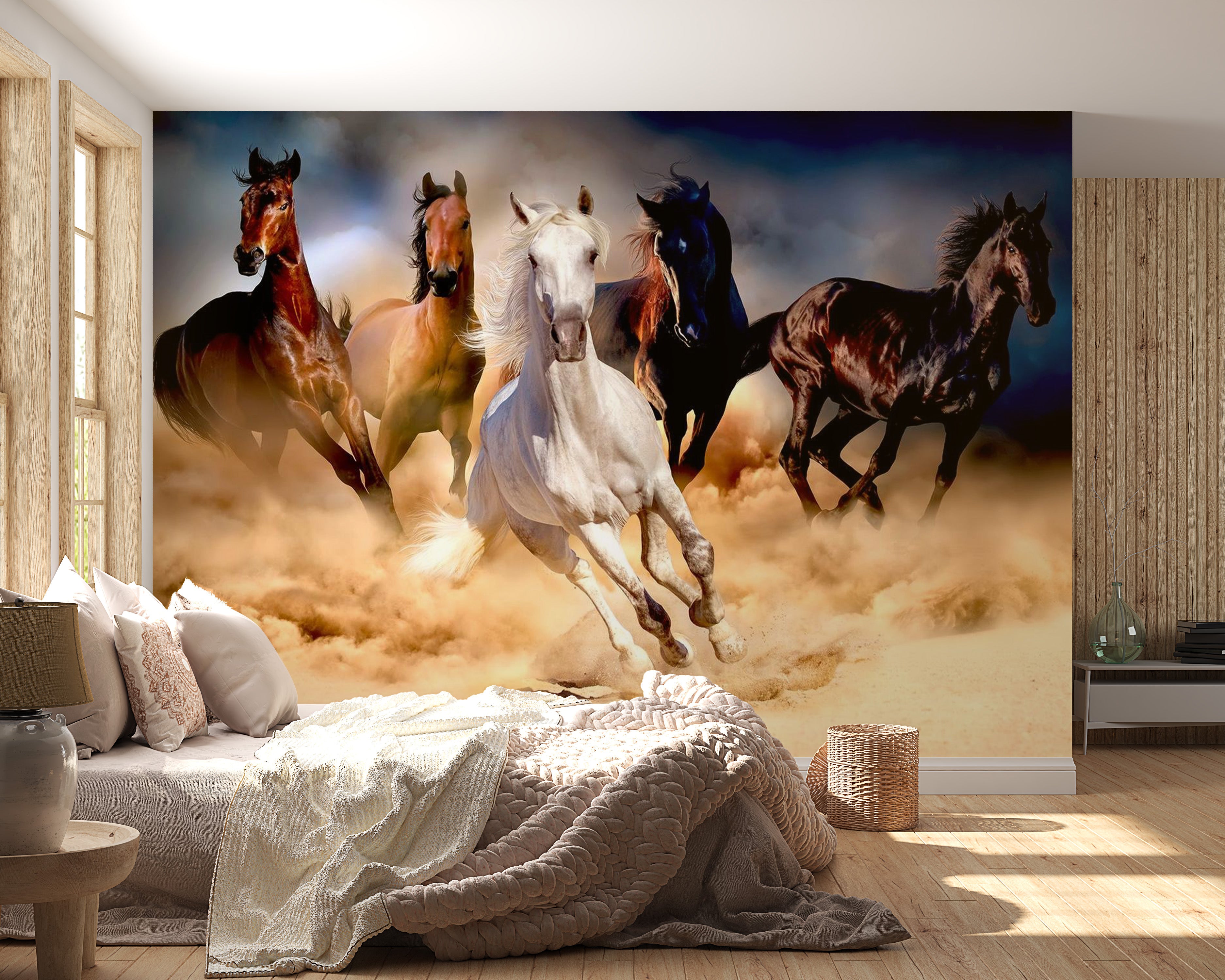 Peel & Stick Animal Wall Mural - Horses on the Run - Removable Wall Decals