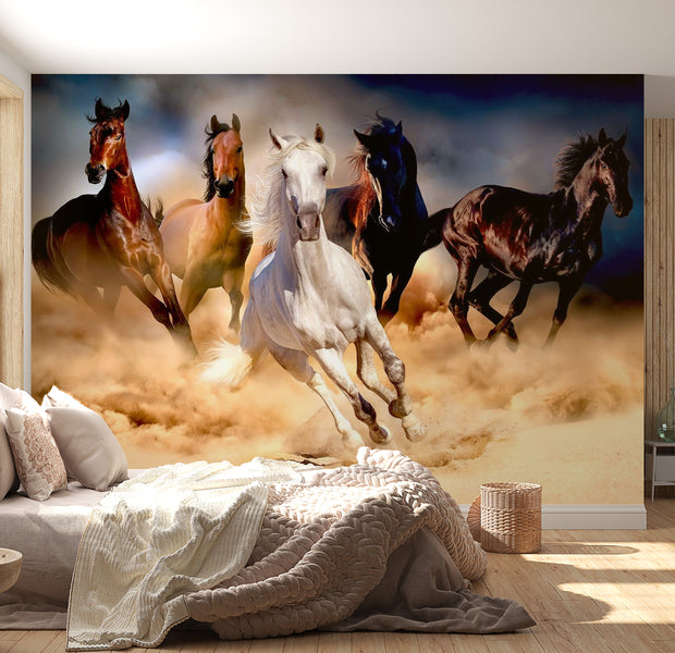 Peel & Stick Animal Wall Mural - Horses on the Run - Removable Wall Decals
