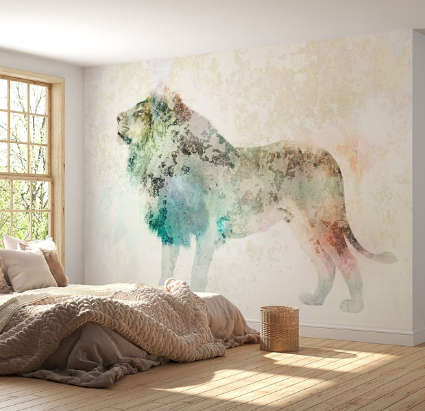 Peel & Stick Animal Wall Mural - Lion in Mist - Removable Wall Decals