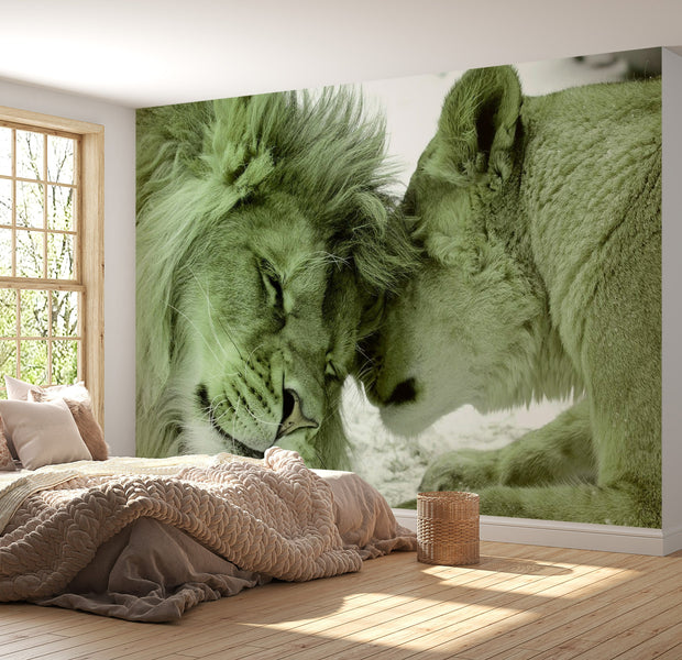 Peel & Stick Animal Wall Mural - Lion Tenderness Green - Removable Wall Decals