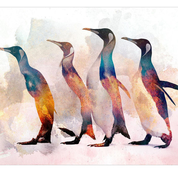 Peel & Stick Animal Wall Mural - Penguins Wandering - Removable Wall Decals