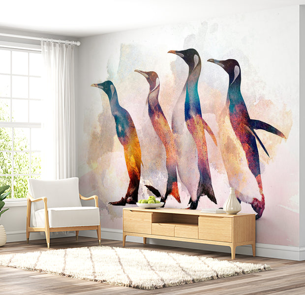 Peel & Stick Animal Wall Mural - Penguins Wandering - Removable Wall Decals