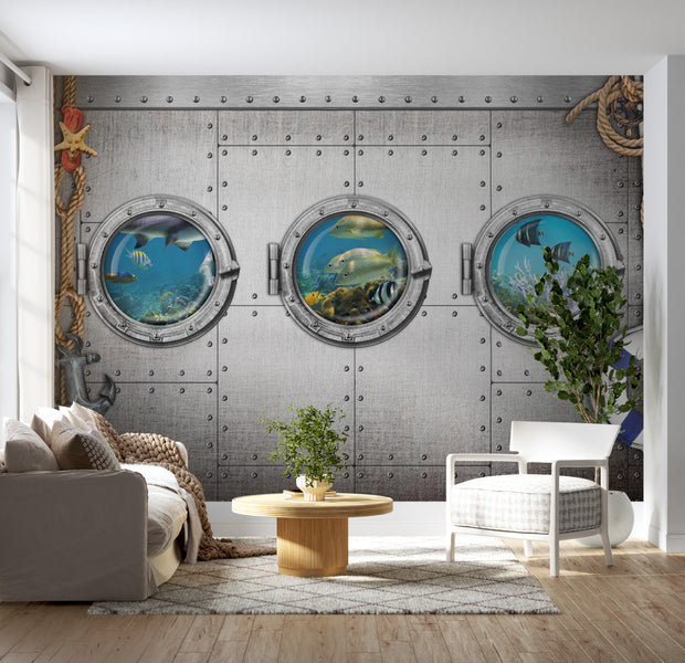 Peel & Stick Animal Wall Mural - Portholes - Removable Wall Decals