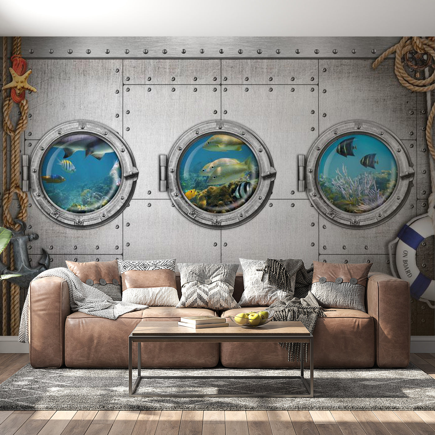 Peel & Stick Animal Wall Mural - Portholes - Removable Wall Decals