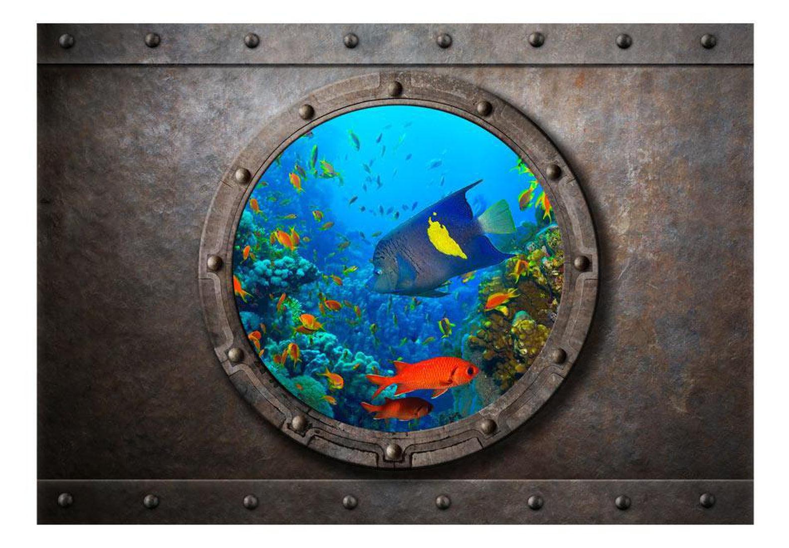 Peel & Stick Animal Wall Mural - Submarine Window - Removable Wall Decals