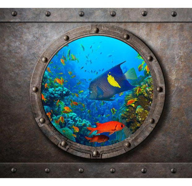 Peel & Stick Animal Wall Mural - Submarine Window - Removable Wall Decals