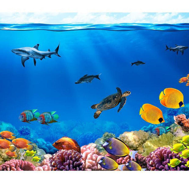 Peel & Stick Animal Wall Mural - Underwater World and Turtle - Removable Wall Decals