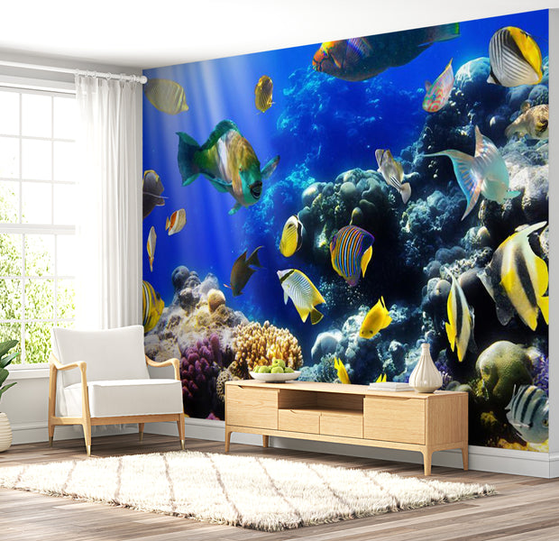 Peel & Stick Animal Wall Mural - Underwater World - Removable Wall Decals