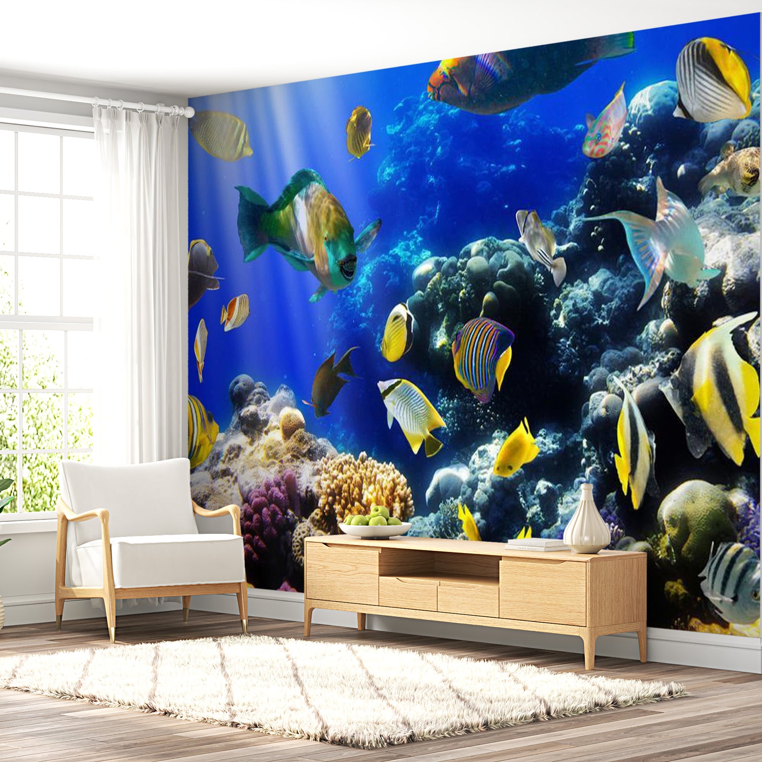 Underwater World 3D Digital Fish Wall Tapestry For Bedroom