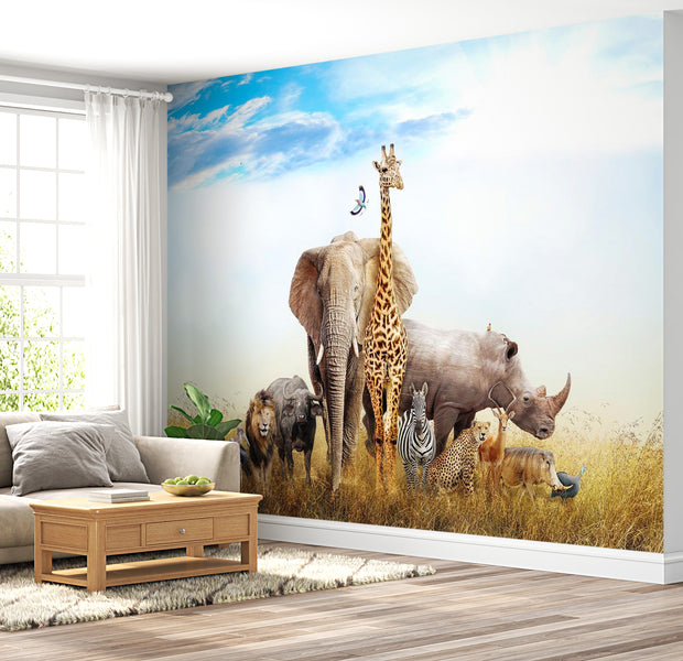 Peel & Stick Animal Wall Mural - Wild African Animals - Removable Wall Decals