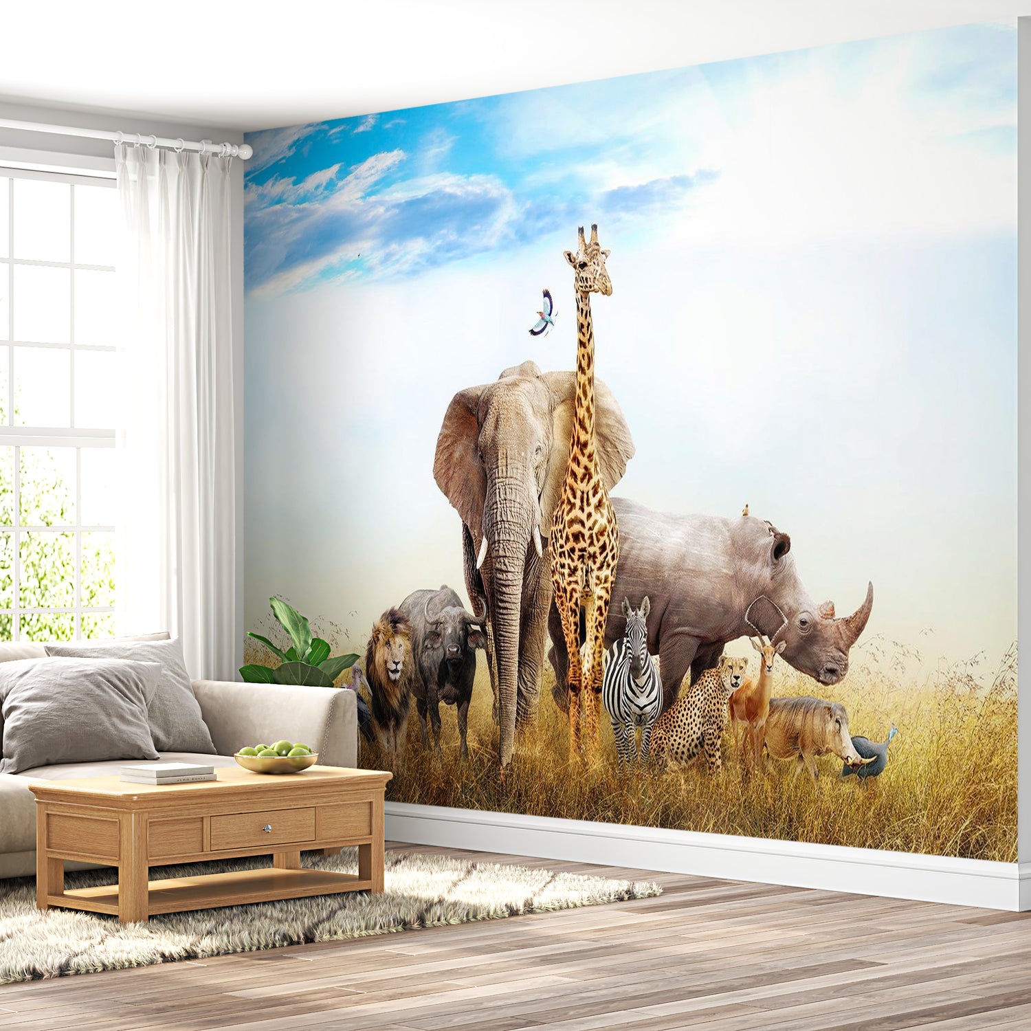 Peel & Stick Animal Wall Mural - Wild African Animals - Removable Wall Decals
