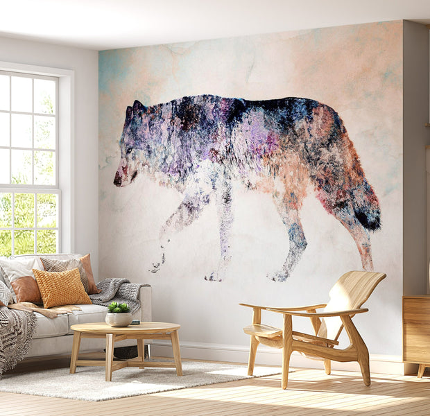 Peel & Stick Animal Wall Mural - Wolf in Mist - Removable Wall Decals