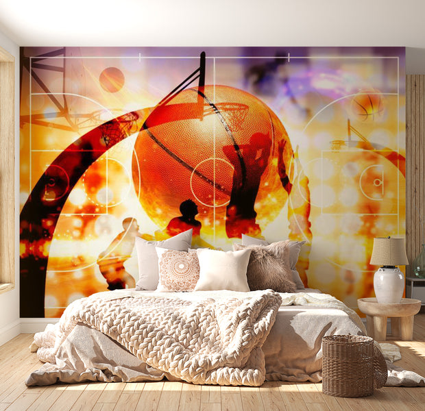 Peel & Stick Basketball Wall Mural - Basketball Collage - Removable Wall Decals