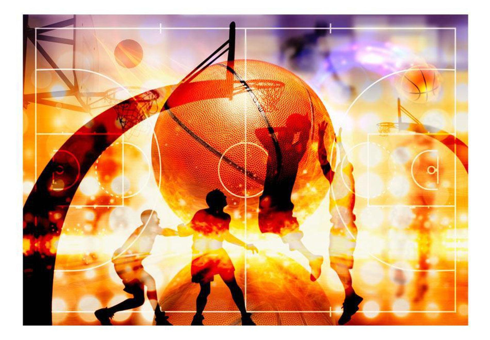 Peel & Stick Basketball Wall Mural - Basketball Collage - Removable Wall Decals